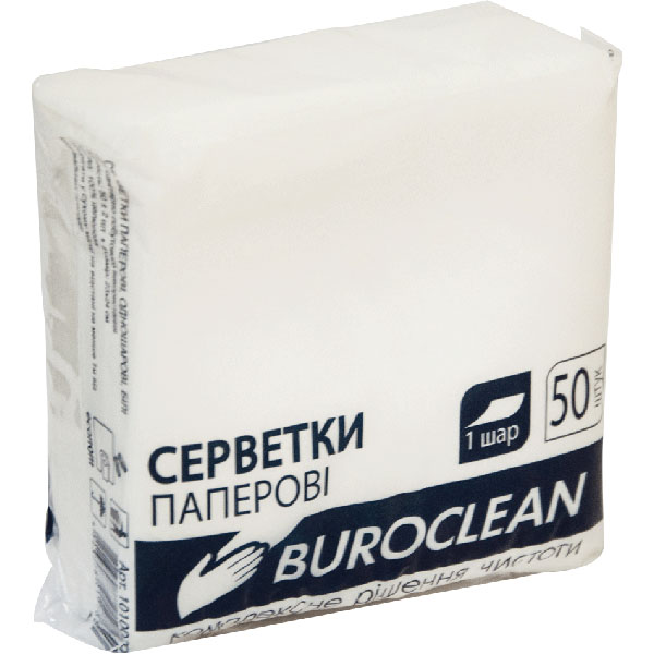 СерветкиБюроклін 1-шарові 24 х 24 см білі50 штук