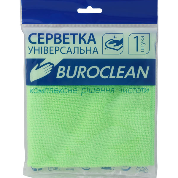 Серветка мікрофібра</br>Buroclean</br>30 х 30 см </br>універсальна </br>1 штука