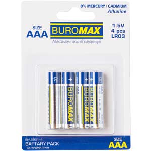 Элемент питанияBUROMAX  LR03AAА4 шт.