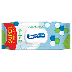 Салфетки влажные "Superfresh" антибактериальные с клапаном120 шт