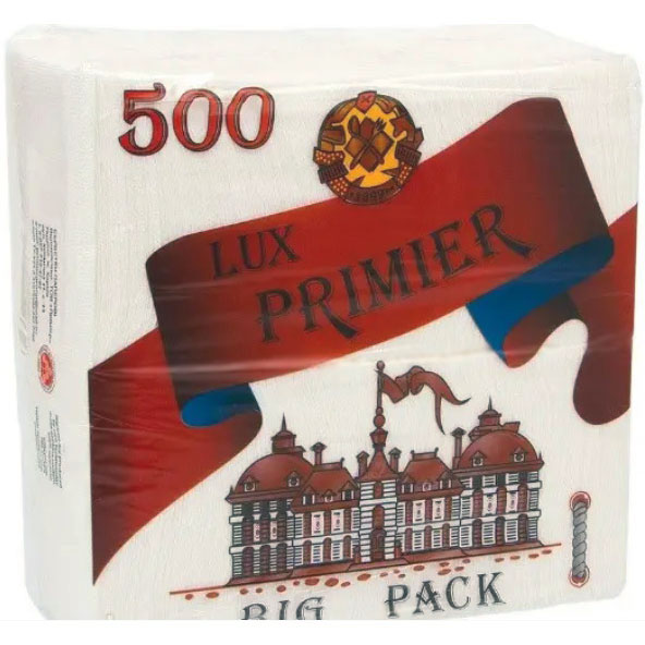 СерветкиLux Premier 1-шарові 24 х 24 см білі 500 штук
