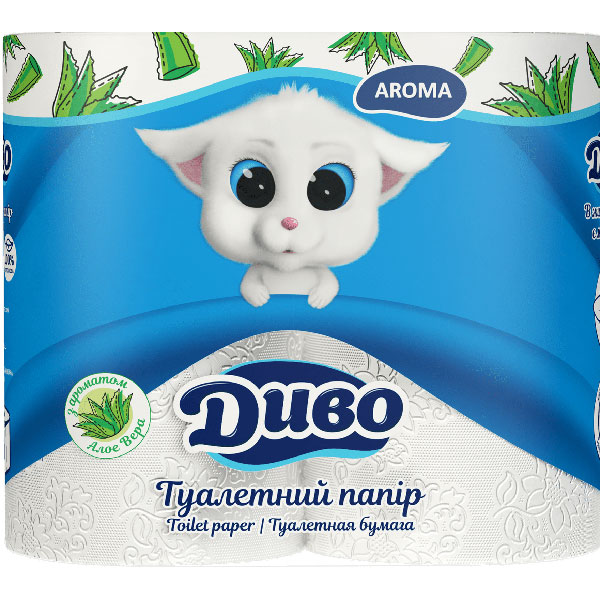 Папір туалетнийДиво Арома2-шаровий Алое Вера4 рулона білий