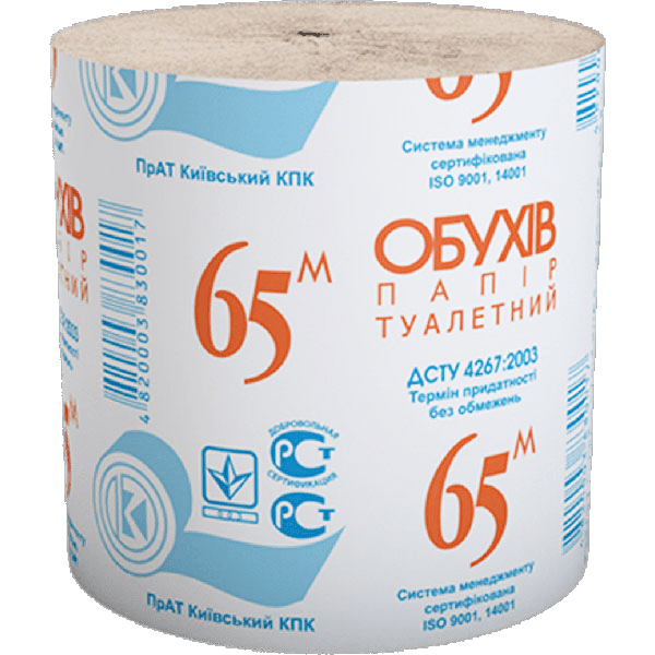 Папір туалетний Обухів 1-шаровий