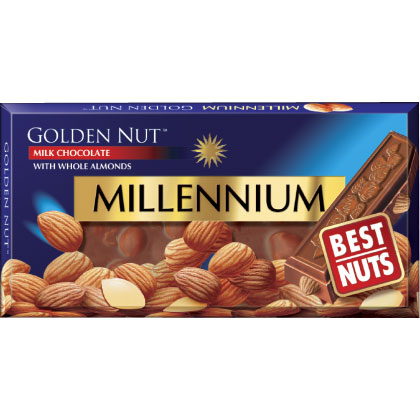 Шоколад молочнийMillennium Goldз цілим мигдалем 100 г