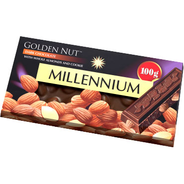 Шоколад чорнийMillennium Goldз цілим мигдалем 100 г