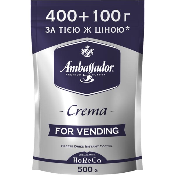 Кава розчиннаAmbassadorCremaдля вендінгупакет 500 г