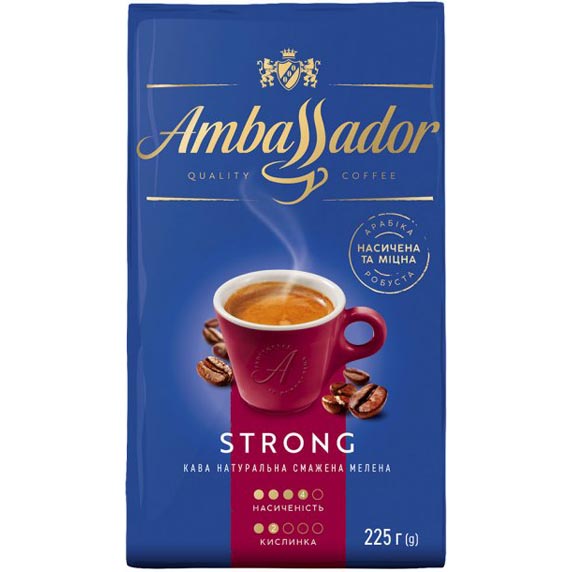 Кава меленаAmbassador Strong225 г