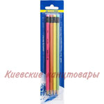 Набор простых карандашей Buromax«НЕОН» с ластиком4 штук в упаковке