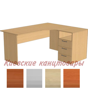 Стол угловой</br>СУ160/3-R правый</br>1600/650 х 1350/510 х 740 мм</br>выбор цветов