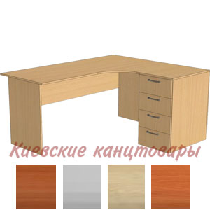 Стол угловой</br>СУ160/4-R правый</br>1600/650 х 1350/510 х 740 мм</br>выбор цветов