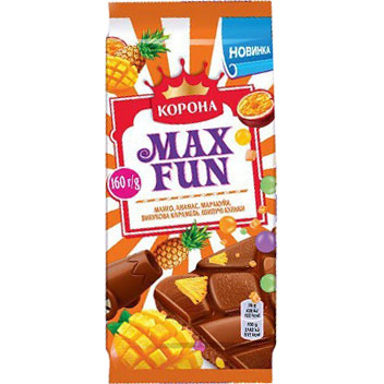 Шоколад молочнийКорона Max Funекзотичні фрукти150 г