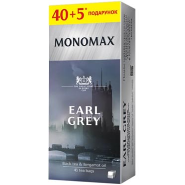 Чай чорнийз бергамотомМономахEarl Grey45 пакетиків х 2 г