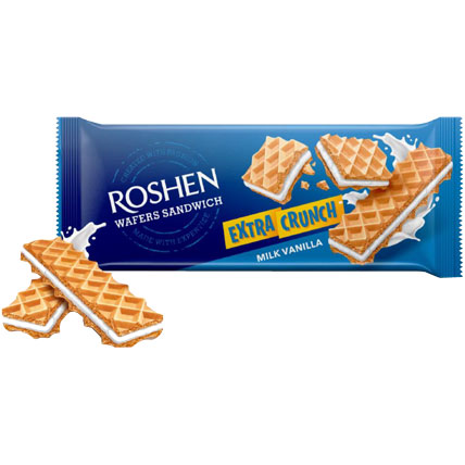 Вафлі RoshenWafersSandwich Crunch молоко-ваніль142 г