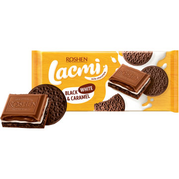 ШоколадRoshen Lacmi з молочною начинкою та печивом90 г