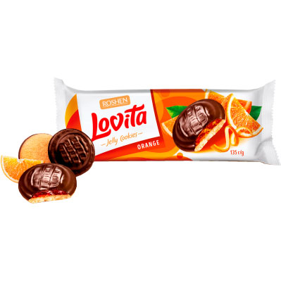 Печиво Lovita Jellyз желейною начинкоюзі смаком апельсину135 г