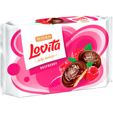 Печиво Lovita Jellyз желейною начинкоюзі смаком малини 420 г