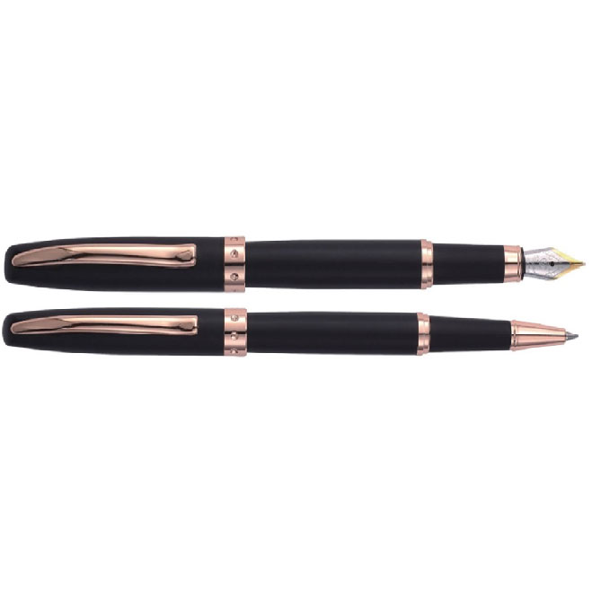 Комплект ручок (перо+ролер) в подарунковому футлярі L чорний